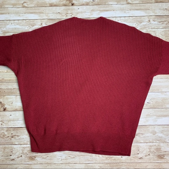 EUC Leith faux wrap sweater burgundy long sleeves Small - Picture 2 of 7